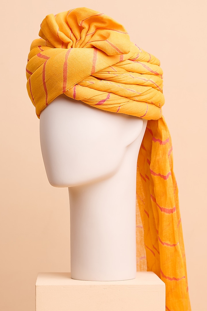 Yellow Ochre Cotton Leheriya by TASVA at Pernia's Pop Up Shop