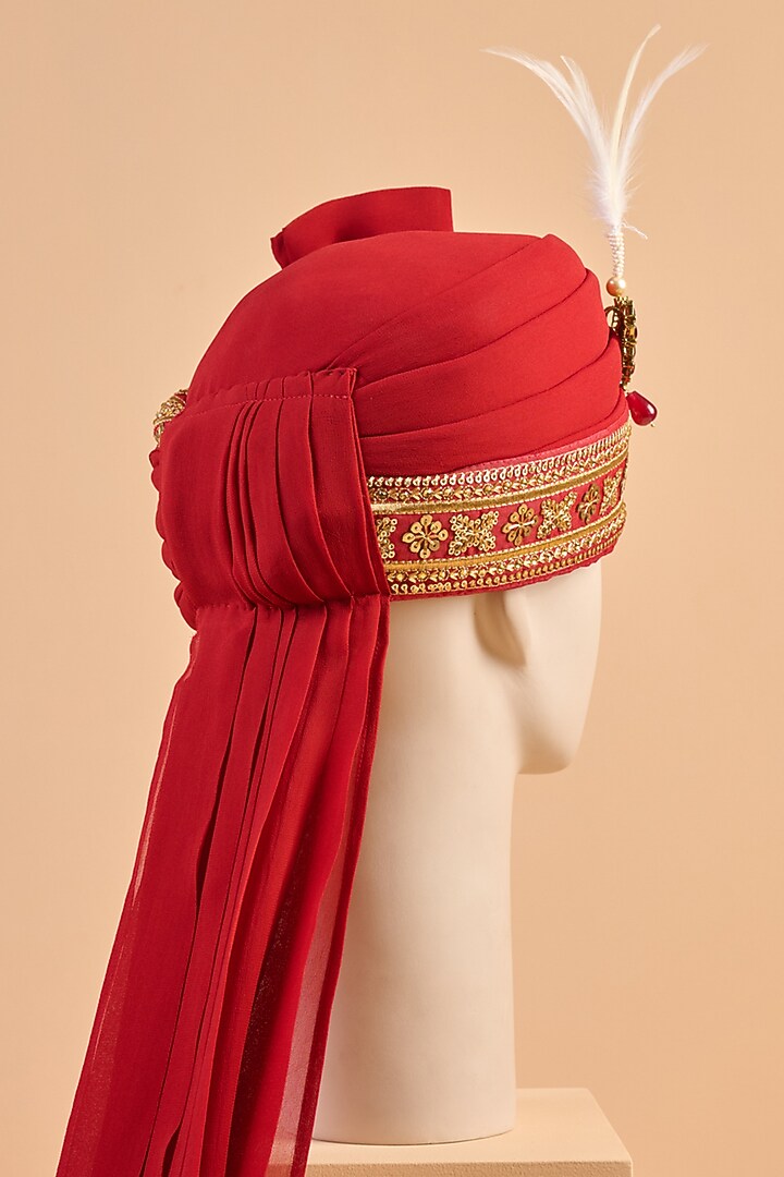 Maroon Cotton Zari Embroidered Safa by TASVA at Pernia's Pop Up Shop