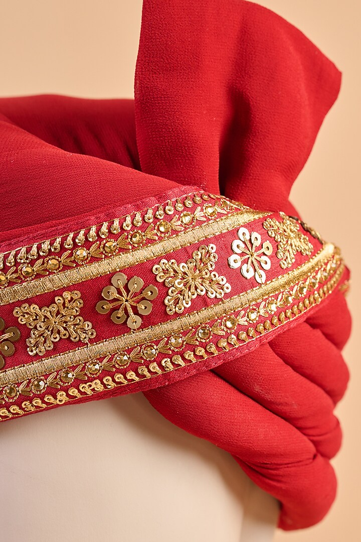 Maroon Cotton Zari Embroidered Safa by TASVA at Pernia's Pop Up Shop