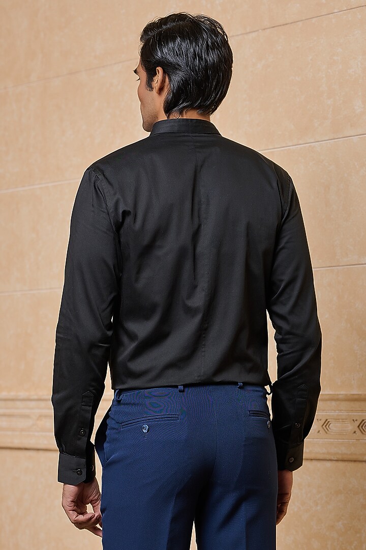 Black Cotton Summer Shirt by TASVA at Pernia's Pop Up Shop