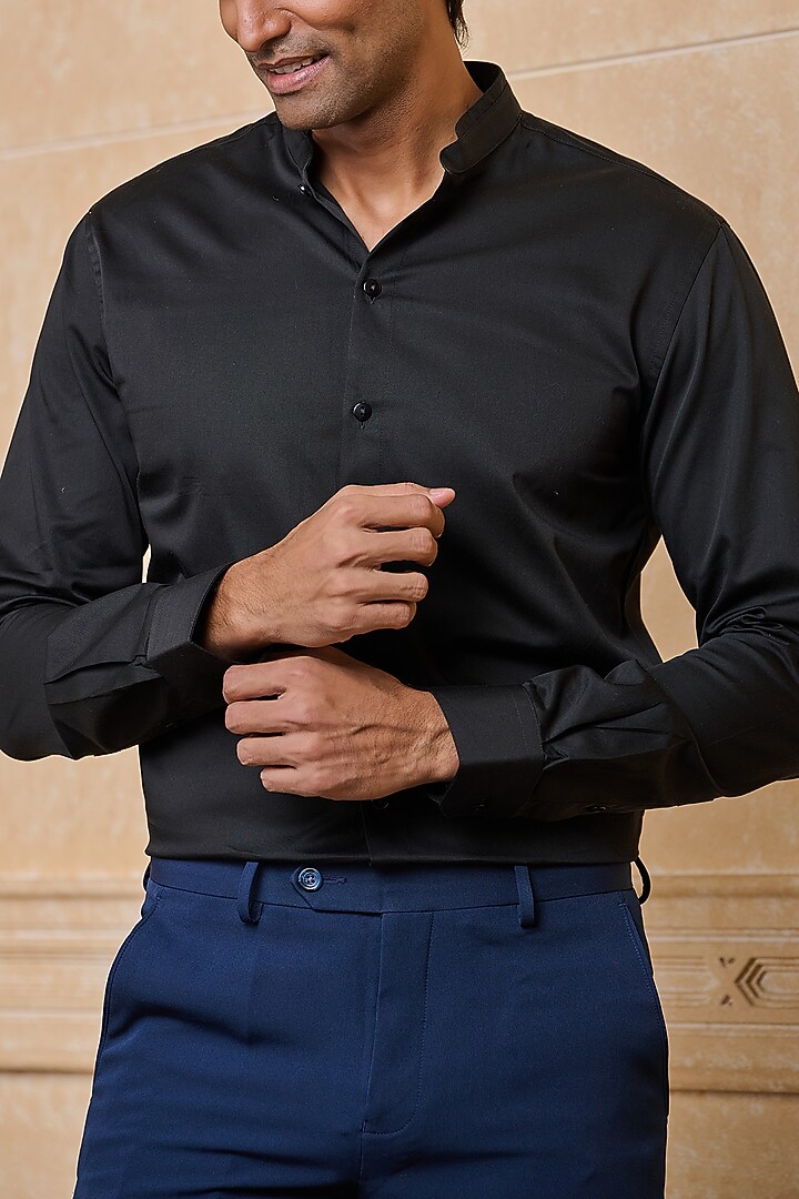 Black Cotton Summer Shirt by TASVA at Pernia's Pop Up Shop