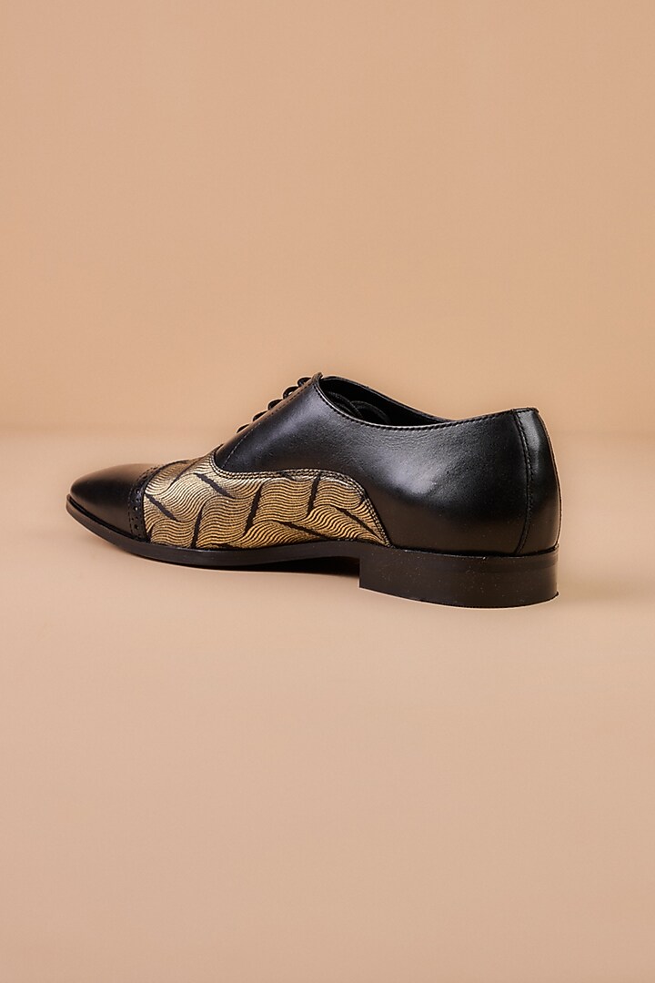 Black Leather Brogue Shoes by TASVA at Pernia's Pop Up Shop