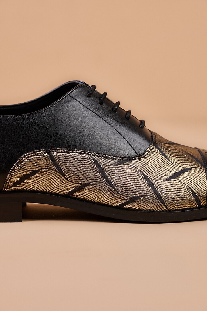 Black Leather Brogue Shoes by TASVA at Pernia's Pop Up Shop