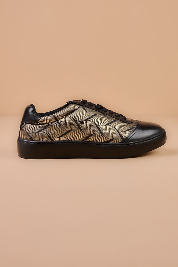 Black Jacquard Brocade Sneakers by TASVA