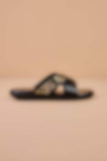 Black Leather Sandals by TASVA