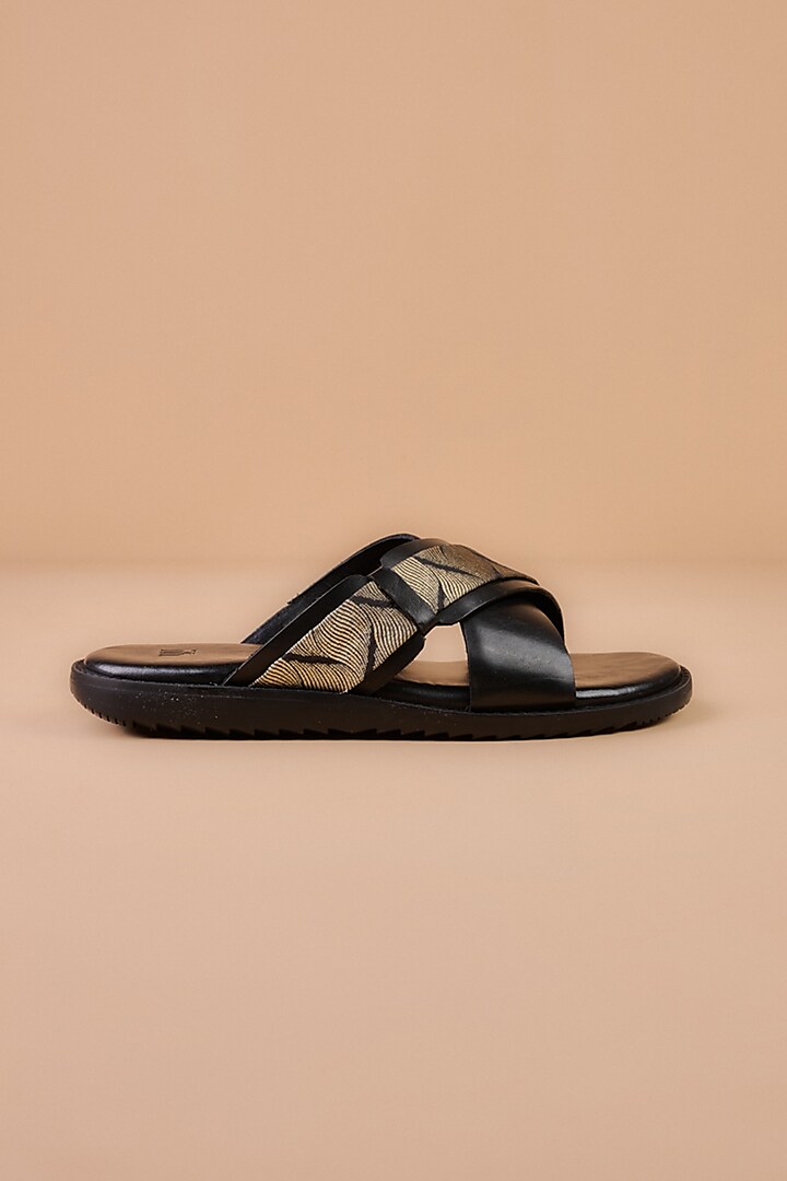 Black Leather Sandals by TASVA