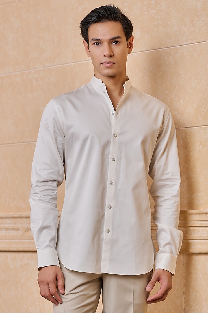 Ivory Cotton Shirt by TASVA