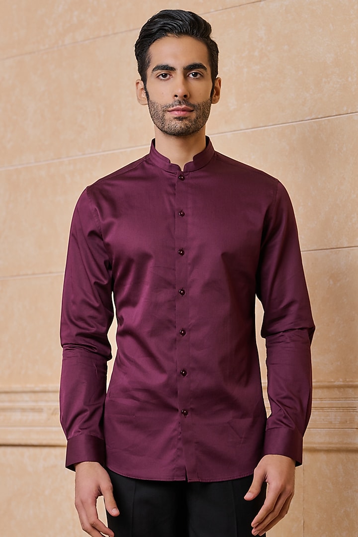 Wine Cotton Shirt by TASVA