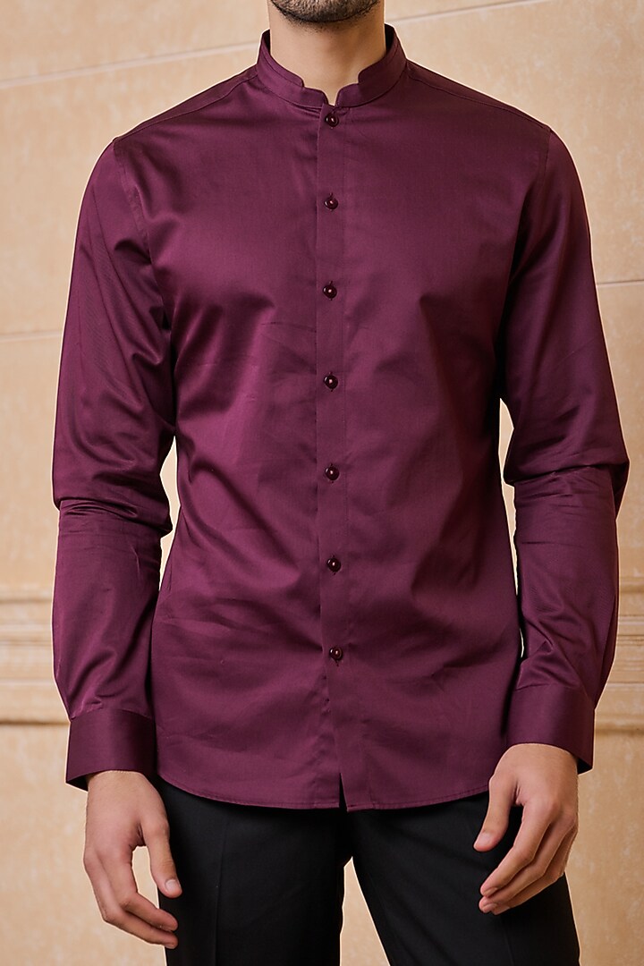 Wine Cotton Summer Shirt by TASVA at Pernia's Pop Up Shop