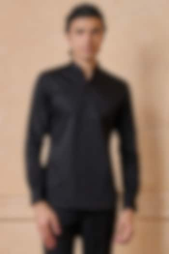 Black Cotton Shirt by TASVA