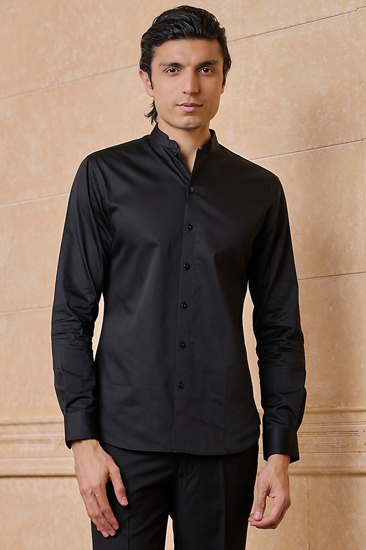 Black Cotton Shirt by TASVA