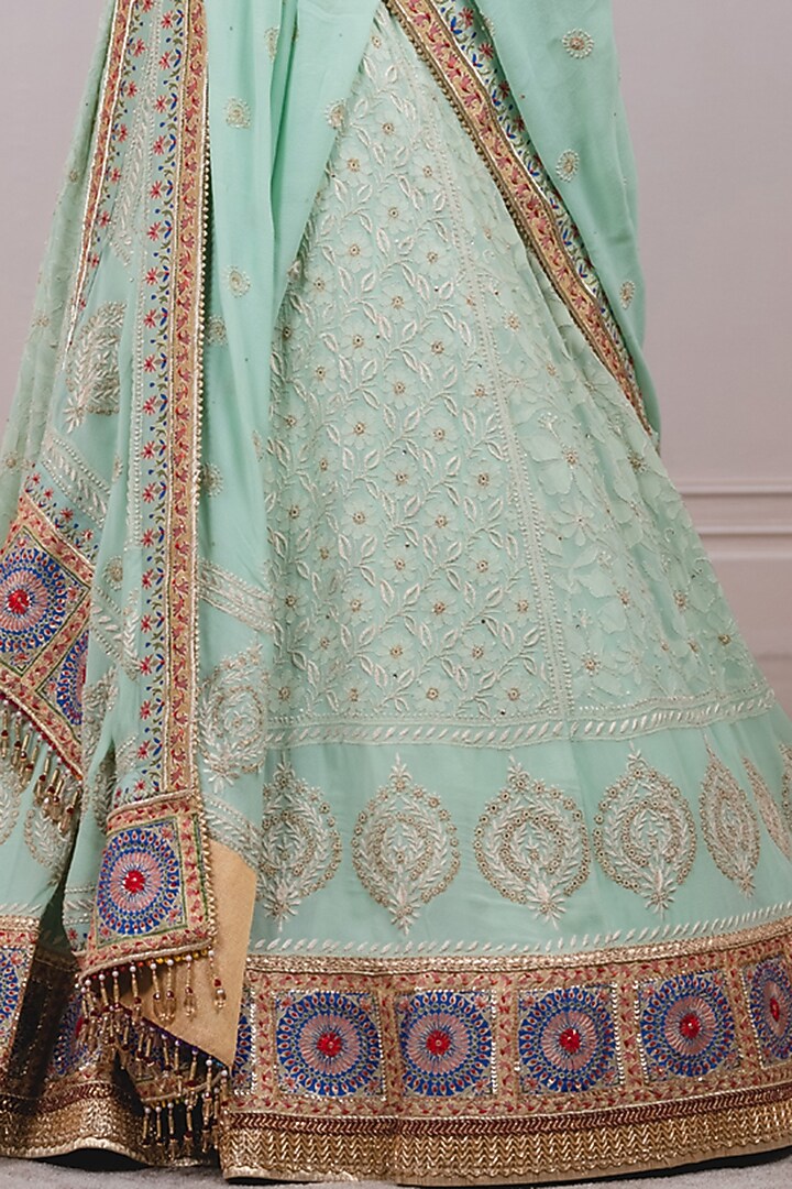 Jade Green Chikankari Bridal Lehenga Set by Tarun Tahiliani at Pernia's Pop Up Shop