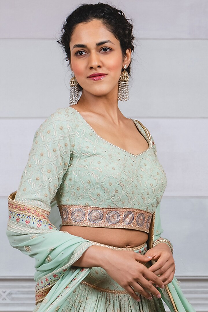 Jade Green Chikankari Bridal Lehenga Set by Tarun Tahiliani at Pernia's Pop Up Shop
