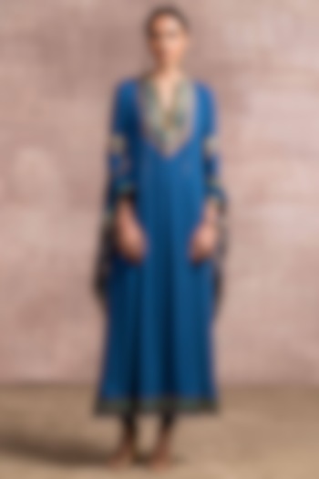 French Blue Khadi Kurta Set by Tarun Tahiliani at Pernia's Pop Up Shop