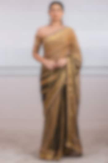 Olive Printed Zari Draped Saree Set by Tarun Tahiliani at Pernia's Pop Up Shop