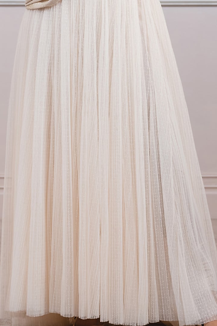 Ivory Flared Party Wear Dress by Tarun Tahiliani at Pernia's Pop Up Shop