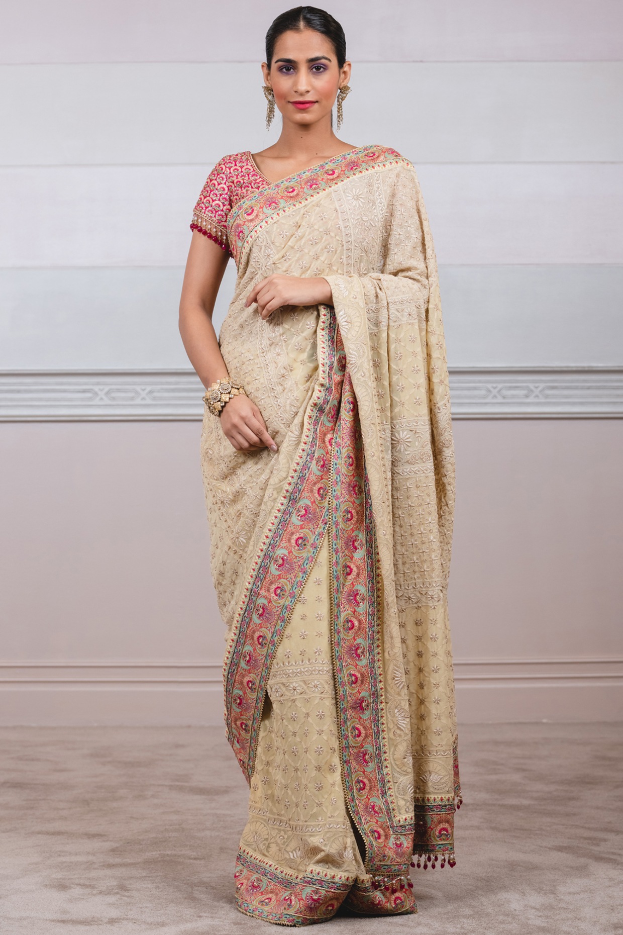 Buy online Lemon Yellow Chikankari Saree With Blouse from ethnic wear for  Women by Ada for ₹3990 at 0% off | 2024 Limeroad.com