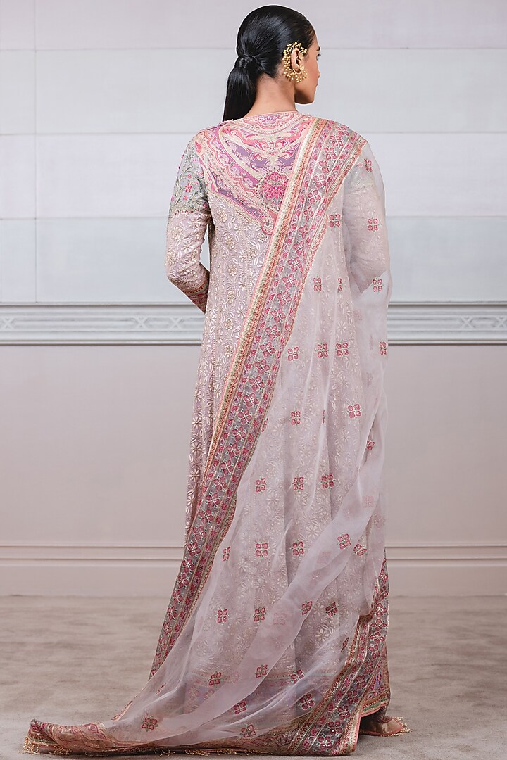 Mauve Embroidered Panelled Kurta Set by Tarun Tahiliani at Pernia's Pop Up Shop