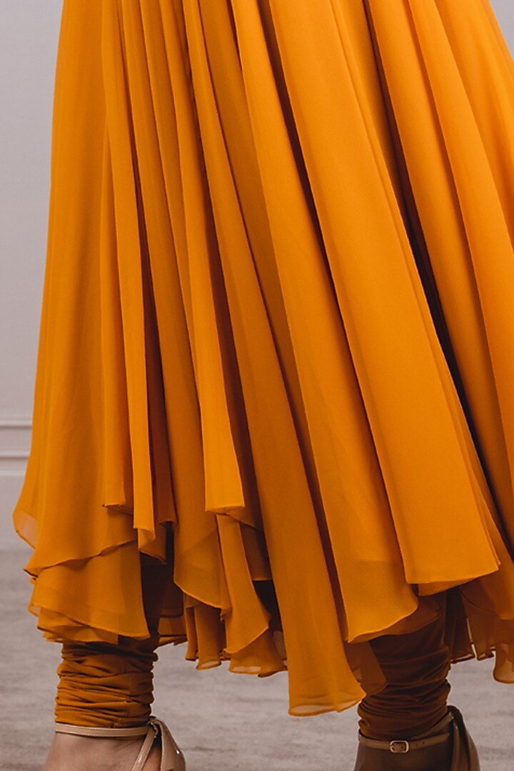 Mango Orange Poly Georgette Party Wear Dress by Tarun Tahiliani at Pernia's Pop Up Shop