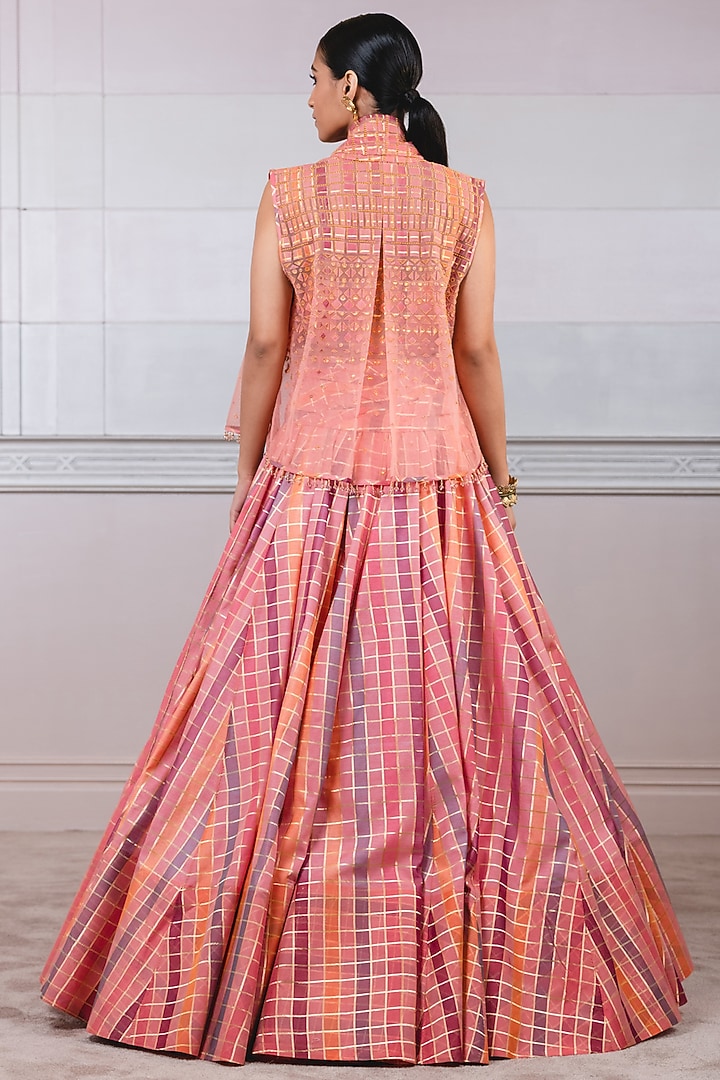 Geranium Pink Embroidered Gilet Jacket by Tarun Tahiliani at Pernia's Pop Up Shop