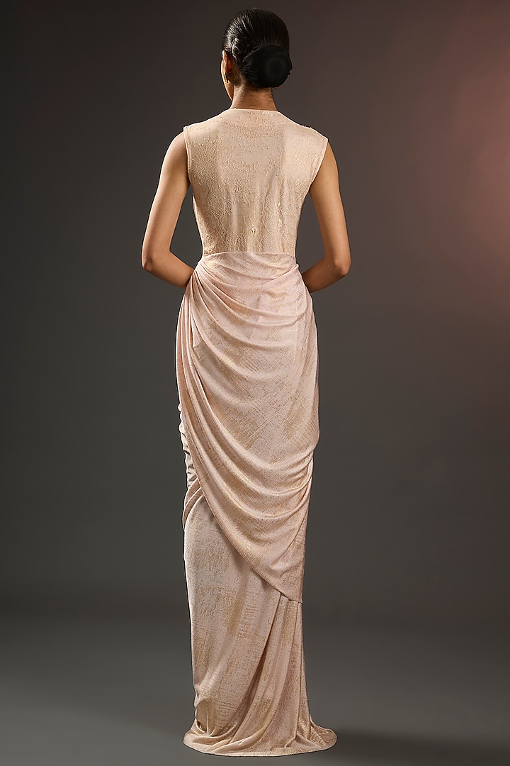 English Rose Pink Polyester Sequins Embroidered Cape Party Wear Dress by Tarun Tahiliani at Pernia's Pop Up Shop