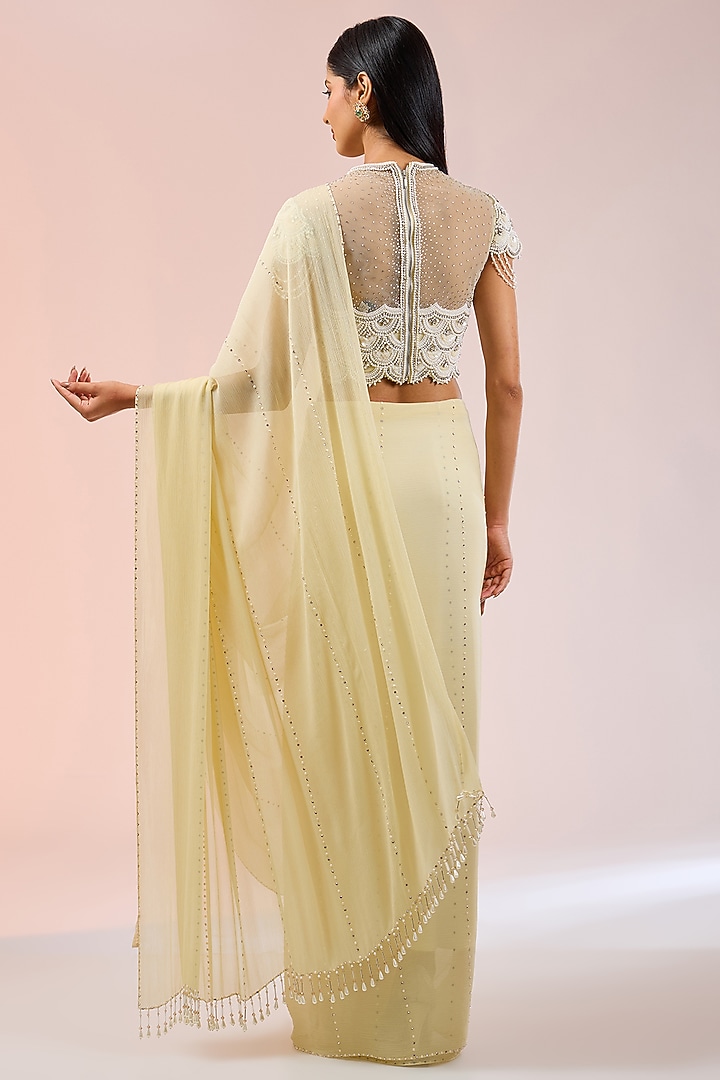 Pista Green Georgette Bridal Saree Set by Tarun Tahiliani at Pernia's Pop Up Shop