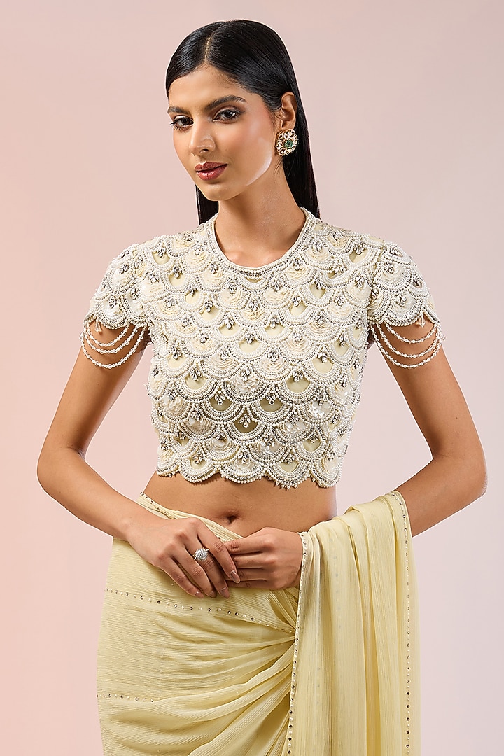 Pista Green Georgette Bridal Saree Set by Tarun Tahiliani at Pernia's Pop Up Shop