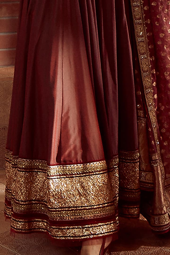 Wine Embroidered Bridal Anarkali Set by Tarun Tahiliani at Pernia's Pop Up Shop