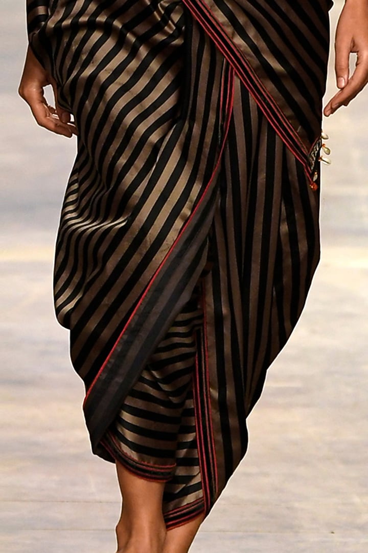 Moss Green Embroidered Draped Dhoti Bridal Saree Set by Tarun Tahiliani at Pernia's Pop Up Shop