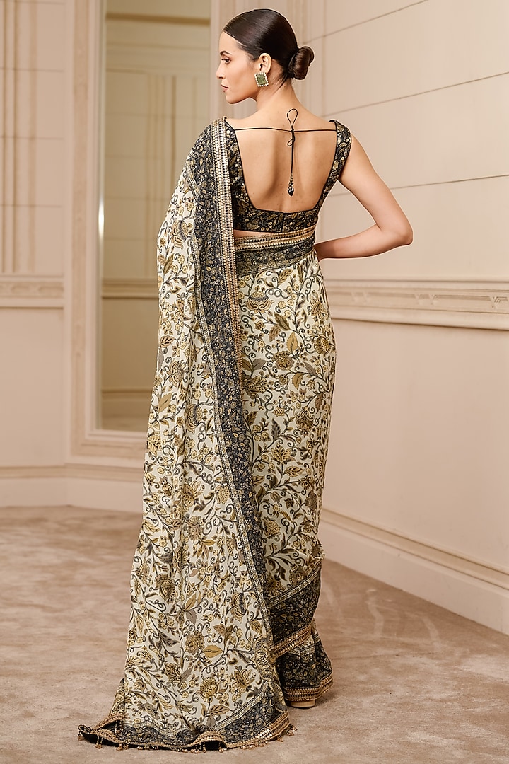 Tarun Tahiliani - Powder Blue Tulle & Sheer Tulle Embellished Designer Saree Set for Women at Pernia's Pop-Up Shop