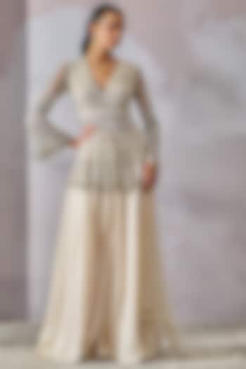 Ivory Charmeuse Bridal Sharara Set by Tarun Tahiliani at Pernia's Pop Up Shop