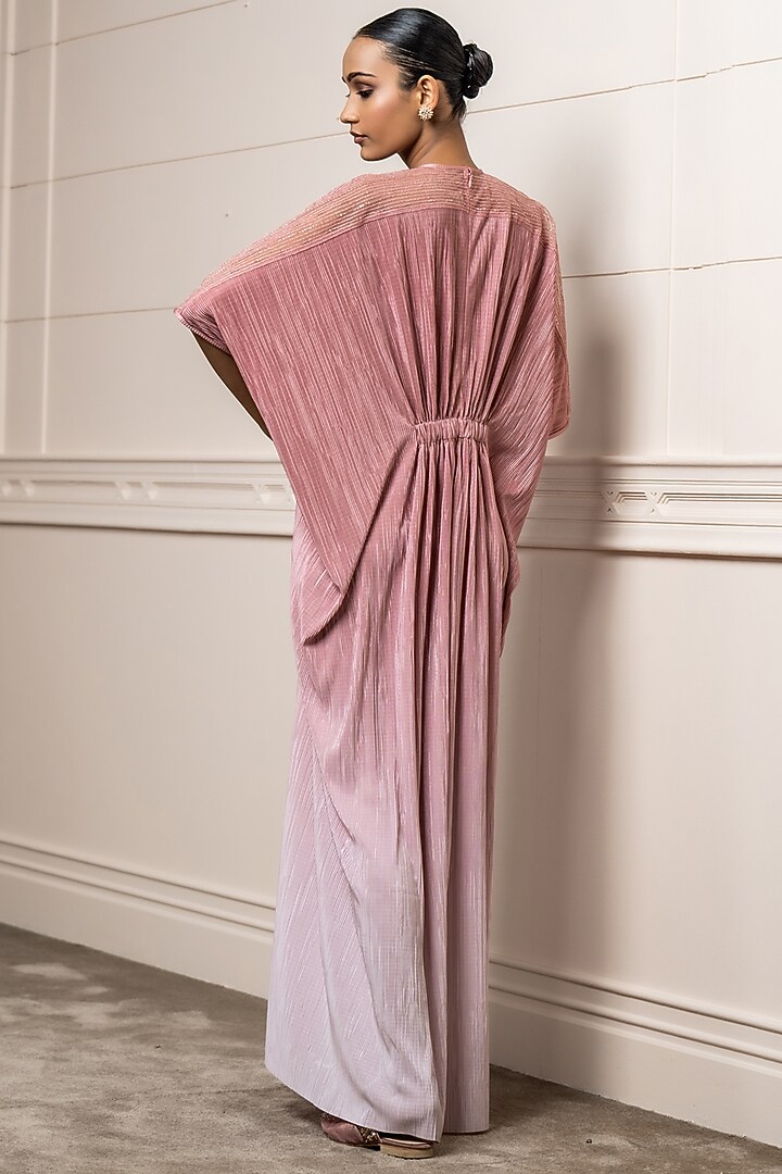 Rose Gold Crinkle Maxi Cocktail Dress by Tarun Tahiliani at Pernia's Pop Up Shop