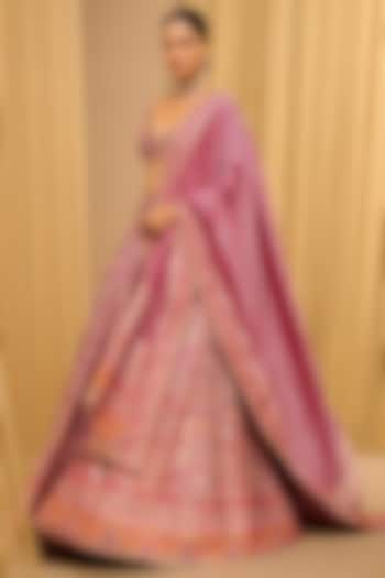 Wine Silk Dupion Embroidered Bridal Lehenga Set by Tarun Tahiliani at Pernia's Pop Up Shop