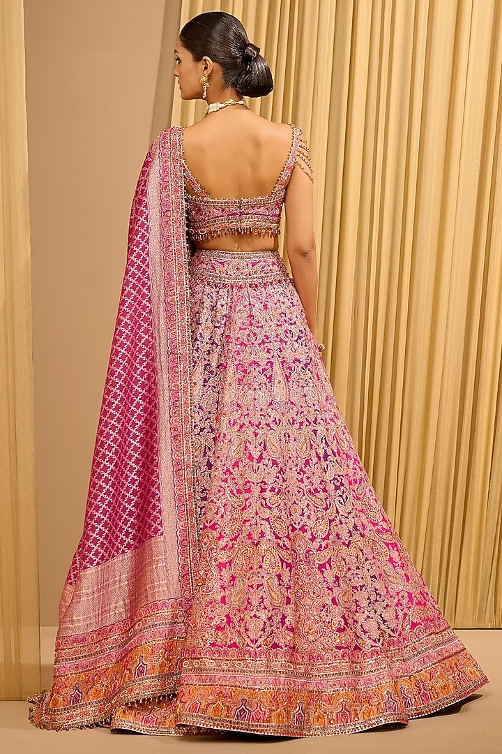 Wine Silk Dupion Embroidered Bridal Lehenga Set by Tarun Tahiliani at Pernia's Pop Up Shop