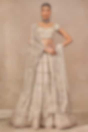 Ivory Tulle Hand Embroidered Bridal Lehenga Set by Tarun Tahiliani at Pernia's Pop Up Shop