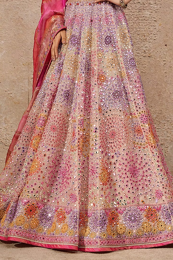 Multi-Colored Handloom Hand Embroidered Bridal Lehenga Set by Tarun Tahiliani at Pernia's Pop Up Shop