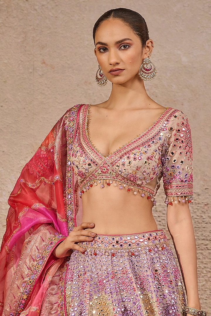 Multi-Colored Handloom Hand Embroidered Bridal Lehenga Set by Tarun Tahiliani at Pernia's Pop Up Shop