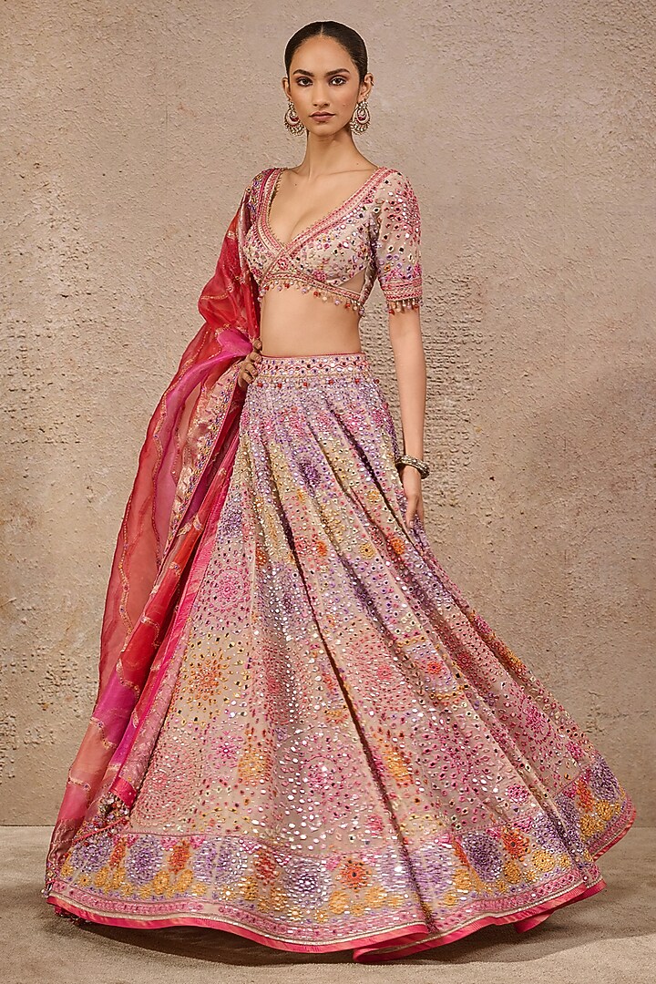 Multi-Colored Handloom Hand Embroidered Bridal Lehenga Set by Tarun Tahiliani at Pernia's Pop Up Shop
