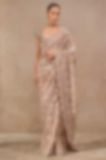 Multi-Colored Tulle Hand Embroidered Bridal Saree Set by Tarun Tahiliani at Pernia's Pop Up Shop