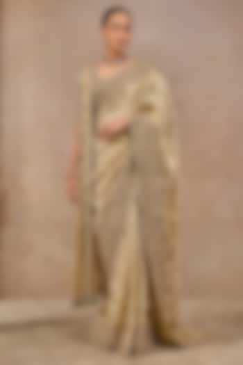 Gold Kanjivaram Zardosi Embroidered Bridal Saree Set by Tarun Tahiliani at Pernia's Pop Up Shop