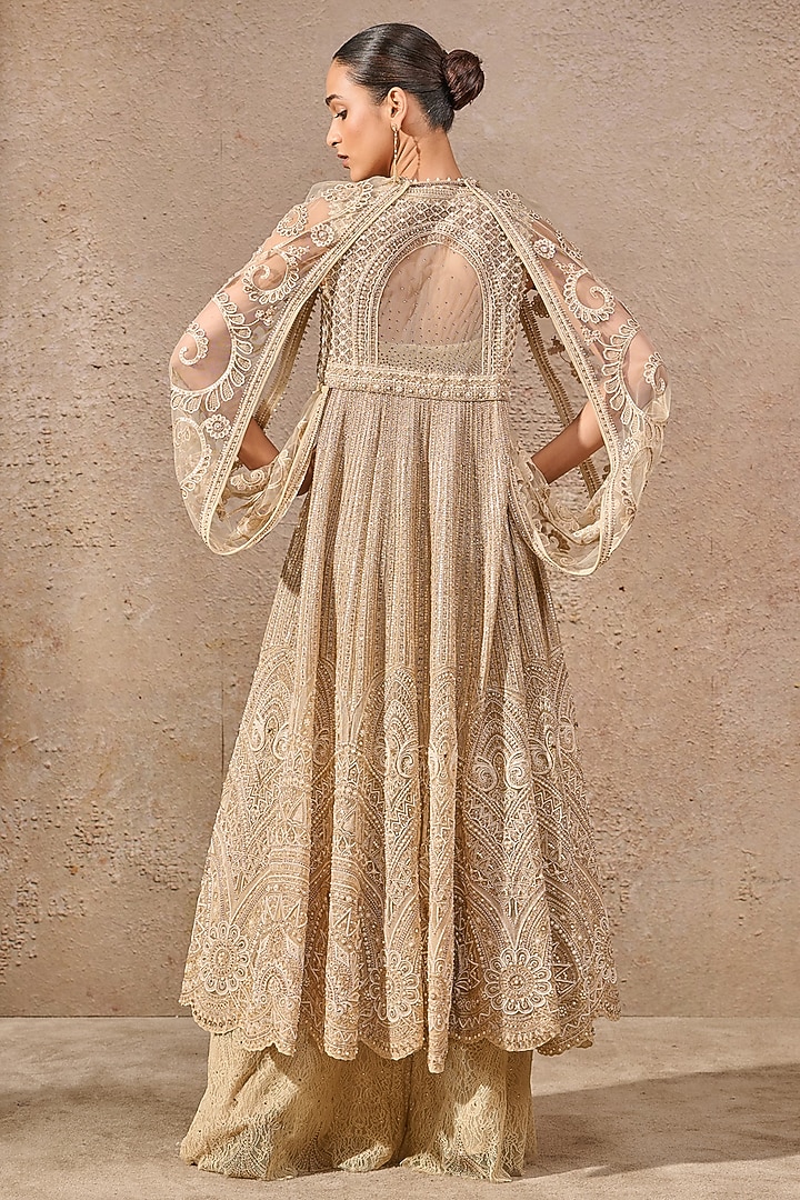Ivory Tulle Resham Embroidered Jacket Set by Tarun Tahiliani at Pernia's Pop Up Shop