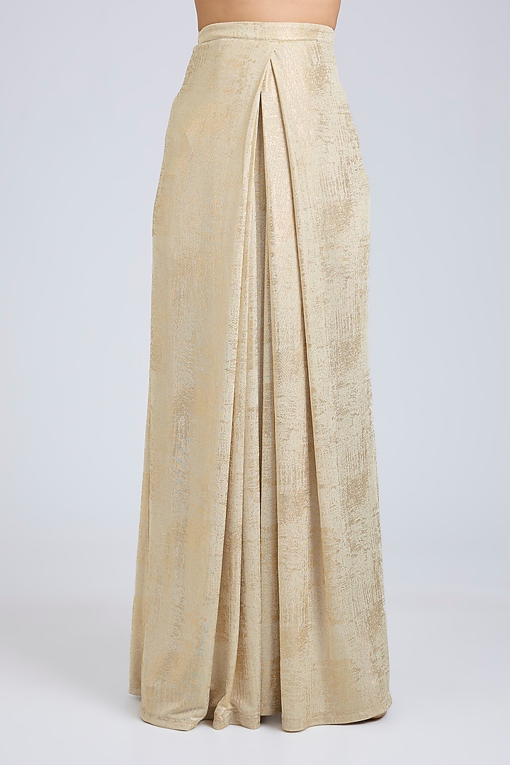 Ivory Foil Jersey Pleated Pant Set by Tarun Tahiliani at Pernia's Pop Up Shop