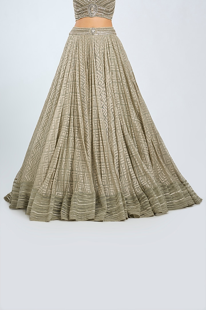 Jade Woven Textile Embroidered Bridal Lehenga Set by Tarun Tahiliani at Pernia's Pop Up Shop