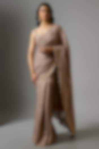 Rose Gold Tulle Bridal Saree Set by Tarun Tahiliani at Pernia's Pop Up Shop