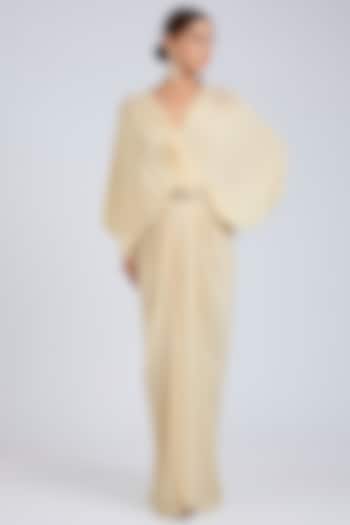 Ivory Georgette Pearl Embroidered Kaftan by Tarun Tahiliani at Pernia's Pop Up Shop
