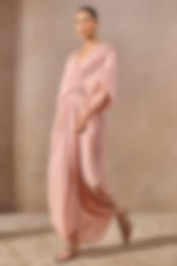 Blush Pink Georgette Sequins Embroidered Kaftan by Tarun Tahiliani at Pernia's Pop Up Shop