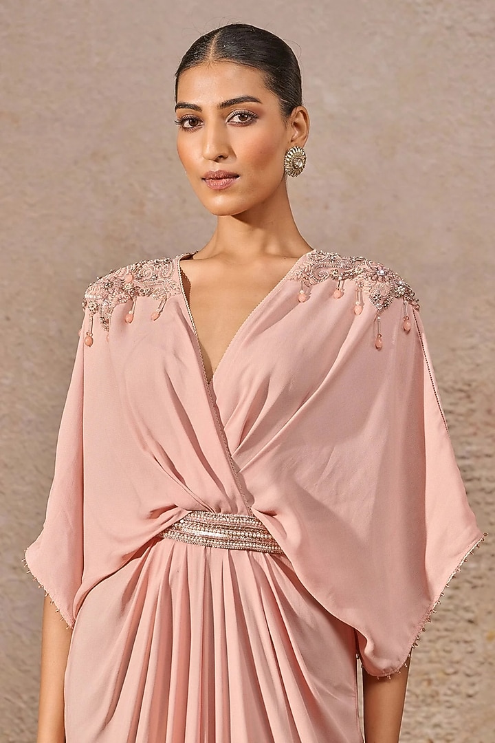 Blush Pink Georgette Sequins Embroidered Kaftan by Tarun Tahiliani at Pernia's Pop Up Shop