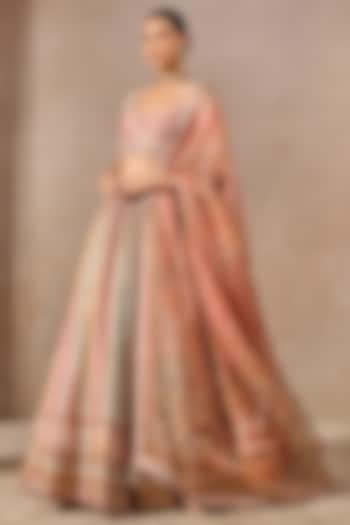 Multi-Colored Chanderi Embroidered & Printed Bridal Lehenga Set by Tarun Tahiliani at Pernia's Pop Up Shop