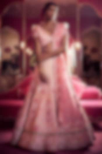 Beige Embroidered Bridal Bridal Lehenga Set by Tarun Tahiliani at Pernia's Pop Up Shop