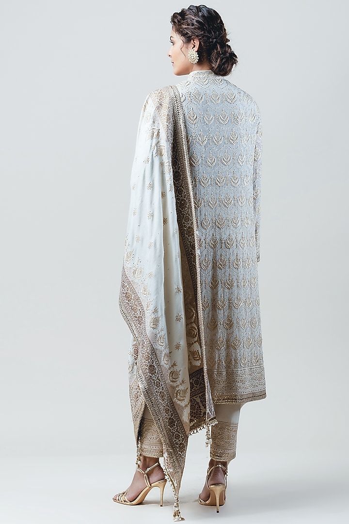 Beige Embroidered Kurta Set by Tarun Tahiliani at Pernia's Pop Up Shop
